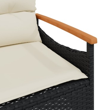 vidaXL Παγκάκι Κήπου Μαύρο 116x62,5x74cm Συνθετικό Ρατάν με Μαξιλάρια 1 τεμ.