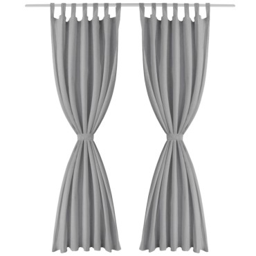 vidaXL Κουρτίνες με Θηλιές 2 τεμ. Γκρι 140x175cm από Microsatin