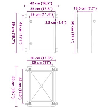 vidaXL Ντουλάπι Ελέγχου Γκρι 42 x 19,5 x 50 εκ ΑΒΣ Πλαστικό