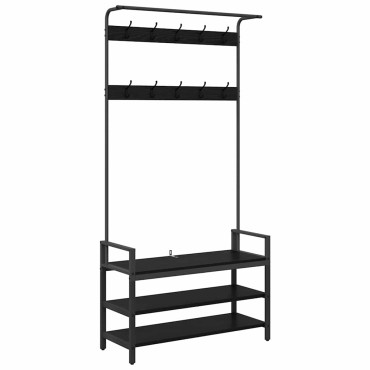 vidaXL Κρεμάστρα Μαύρη Δρυς 95 x 34 x 184 εκ Επεξεργασμένο ξύλο