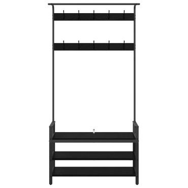 vidaXL Κρεμάστρα Μαύρη Δρυς 95 x 34 x 184 εκ Επεξεργασμένο ξύλο