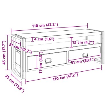 vidaXL Έπιπλο Τηλεόρασης 120x35x45cm Μασίφ Ξύλο με Φινίρισμα Sheesham