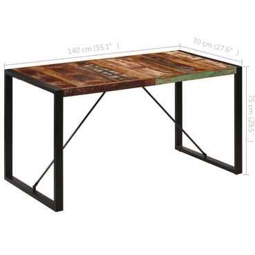 vidaXL Τραπεζαρία 140x70x75cm από Μασίφ Ανακυκλωμένο Ξύλο 1 τεμ.