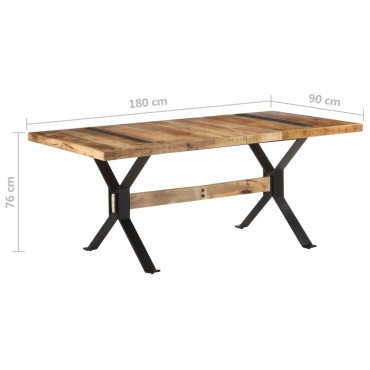 vidaXL Τραπεζαρία 180x90x76cm από Ακατέργαστο Ξύλο Μάνγκο 1 τεμ.