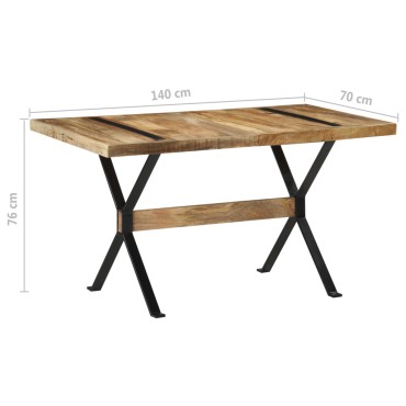 vidaXL Τραπεζαρία 140x70x76cm από Ακατέργαστο Ξύλο Μάνγκο 1 τεμ.