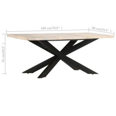 vidaXL Τραπεζαρία 180x90x76cm από Μασίφ Ξεβαμμένο Ξύλο Μάνγκο 1 τεμ.