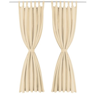 vidaXL Κουρτίνες με Θηλιές 2 τεμ. Μπεζ 140x175cm από Microsatin