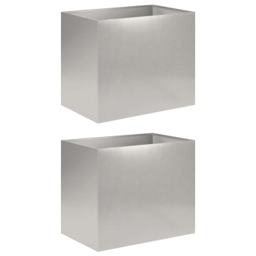 vidaXL Γλάστρα Κήπου 2 τμχ. Ασημί 60 x 40 x 50 cm Ανοξείδωτο Ατσάλι