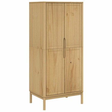 vidaXL Ντουλάπα FLORO Καφέ 77x53x171cm από Μασίφ Ξύλο Πεύκου 1 τεμ.