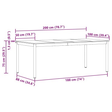 vidaXL Τραπεζαρίες 200x100x75cm Επεξεργασμένο Ξύλο Ορθογώνιος