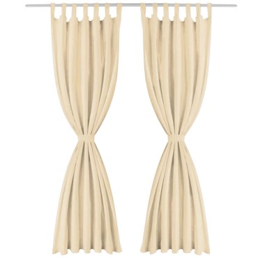 vidaXL Κουρτίνες με Θηλιές 2 τεμ. Μπεζ 140x245cm από Microsatin