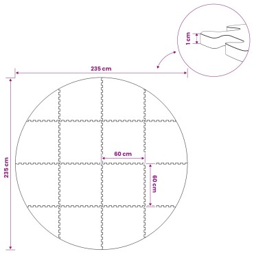 vidaXL Χαλάκι για Πισίνα 16 τμχ. Ø 235 cm Γύρος Φελιζόλ EVA Μαύρο