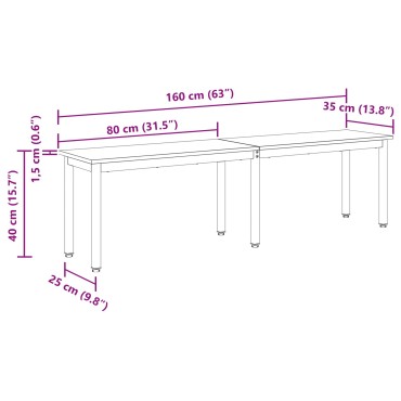 vidaXL παγκάκι Καρυδιά Χειροποίητης Εργασίας 160x35x45cm