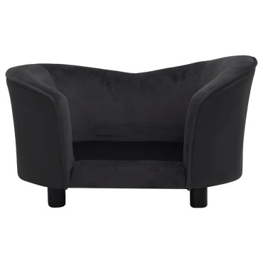 vidaXL Καναπές-Κρεβάτι Σκύλου Μαύρος 69x49x40εκ. Βελουτέ/Συνθετ. Δέρμα