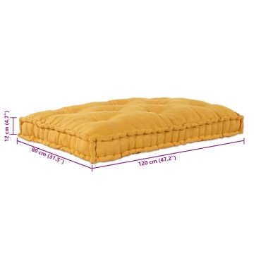 vidaXL Μαξιλάρι για καναπέ παλέτας Κίτρινο 120x80x12cm Ύφασμα
