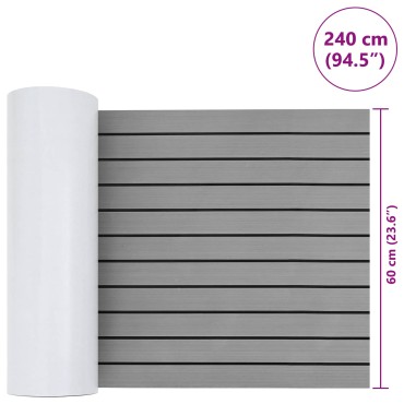 vidaXL Ματ Σκάφους Ριγέ Απαλός Γκρι και Μαύρος 240 x 60 cm EVA