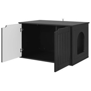 vidaXL Σπίτι Γάτας Μαύρο 85 x 55 x 50,5 εκ Επεξεργασμένο Ξύλο