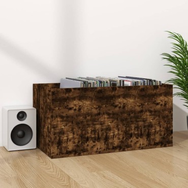 vidaXL Έπιπλο Δίσκων Βινυλίου Καπνιστή Δρυς 71x34x36cm Επεξεργ. Ξύλο 1 τεμ.