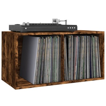 vidaXL Έπιπλο Δίσκων Βινυλίου Καπνιστή Δρυς 71x34x36cm Επεξεργ. Ξύλο 1 τεμ.
