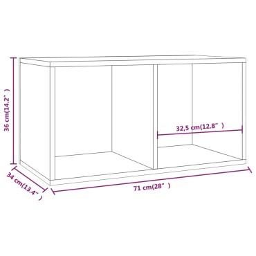 vidaXL Έπιπλο Δίσκων Βινυλίου Καπνιστή Δρυς 71x34x36cm Επεξεργ. Ξύλο 1 τεμ.