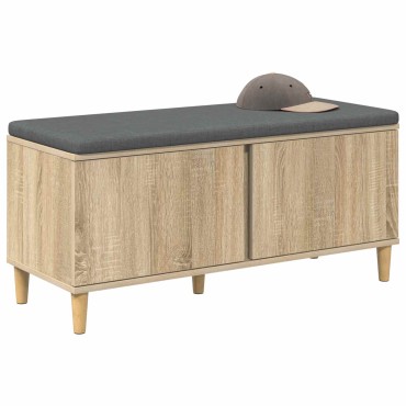vidaXL Παγκάκι Χαλωρίου με μαξιλάρι Δρύς Sonoma 100x38x46 εκ 1 τεμ.