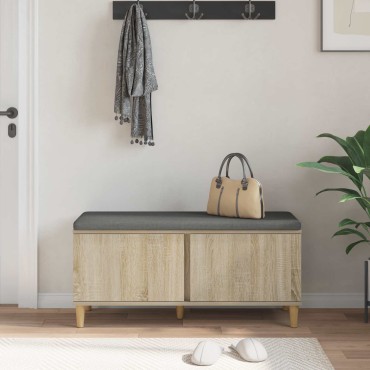 vidaXL Παγκάκι Χαλωρίου με μαξιλάρι Δρύς Sonoma 100x38x46 εκ 1 τεμ.