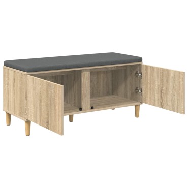 vidaXL Παγκάκι Χαλωρίου με μαξιλάρι Δρύς Sonoma 100x38x46 εκ 1 τεμ.