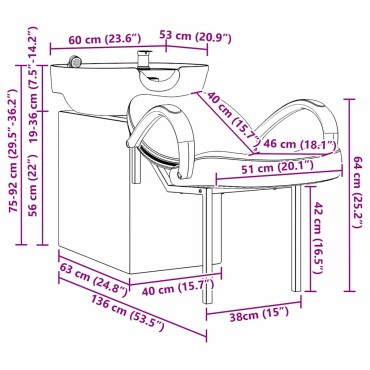 vidaXL Καρέκλα Σαμπουάν Σκούρο Γκρι και Μαύρο 136 x 60 x 92 εκ.