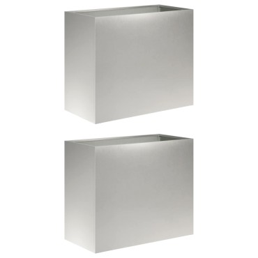 vidaXL Γλάστρα Κήπου 2 τμχ. Ασημί 60 x 30 x 50 εκ. Ανοξείδωτο Ατσάλι