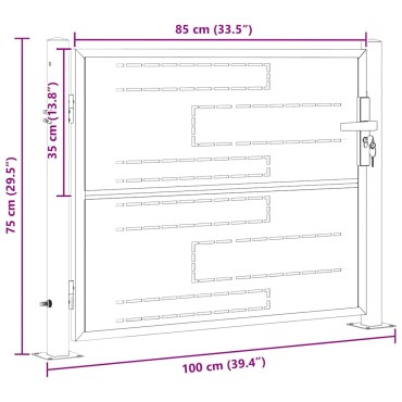 vidaXL Πύλη Κήπου 85 x 70 εκ. Ανοξείδωτο Ατσάλι Ασημί Κλειδώσιμο