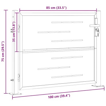 vidaXL Πύλη Κήπου 85 x 70 εκ. Ανοξείδωτο Ατσάλι Ασημί Κλειδώσιμο