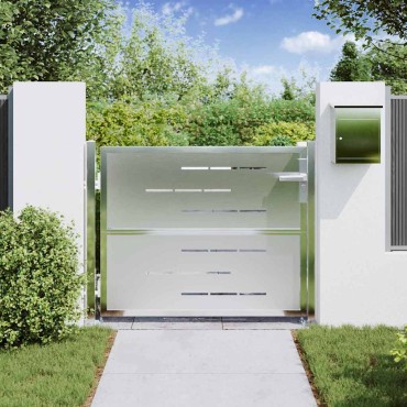 vidaXL Πύλη Κήπου 85 x 70 εκ. Ανοξείδωτο Ατσάλι Ασημί Κλειδώσιμο