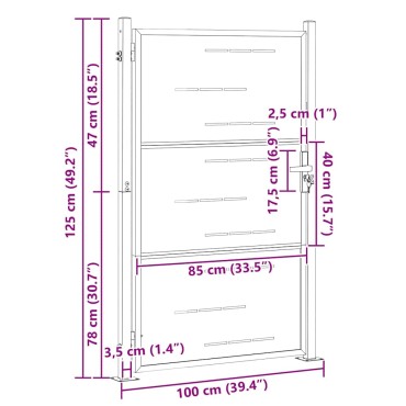vidaXL Πύλη Κήπου 85 x 120 εκ. Ανοξείδωτο Ατσάλι Ασημί Κλειδώσιμο