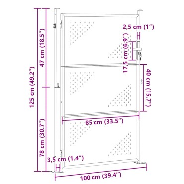 vidaXL Πύλη Κήπου 85 x 120 εκ. Ανοξείδωτο Ατσάλι Ασημί Κλειδώσιμο