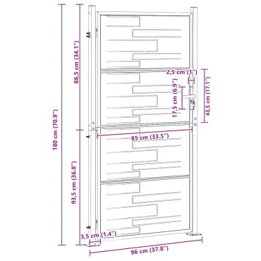 vidaXL Πύλη Κήπου 85 x 174 εκ Ανοξείδωτο ατσάλι Ασημί Κλειδώσιμο