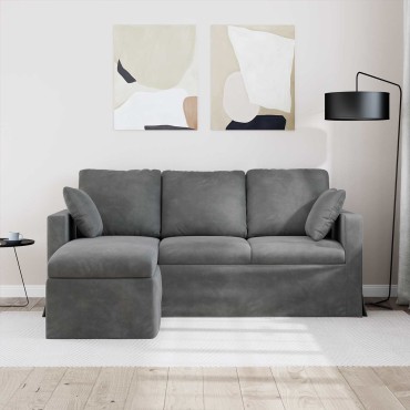 vidaXL Καναπές Σκούρο Γκρι 178x134x80cm Βελούδο
