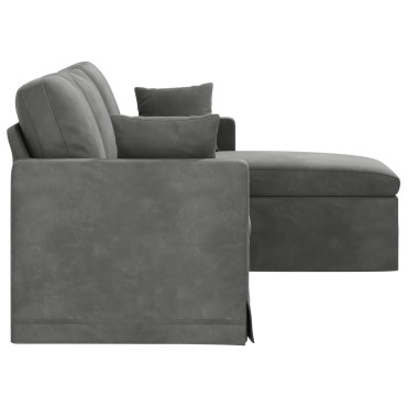 vidaXL Καναπές Σκούρο Γκρι 178x134x80cm Βελούδο