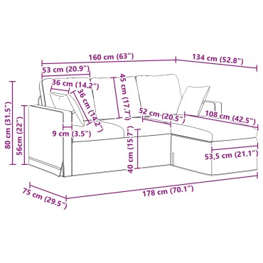 vidaXL Καναπές Σκούρο Γκρι 178x134x80cm Βελούδο