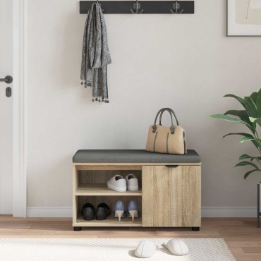 vidaXL Παγκάκι Χαλωρίου με μαξιλάρι Δρύς Sonoma 80x38x46 εκ 1 τεμ.