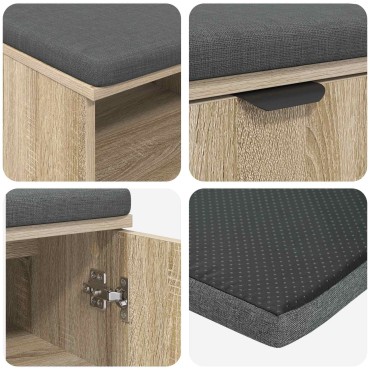 vidaXL Παγκάκι Χαλωρίου με μαξιλάρι Δρύς Sonoma 80x38x46 εκ 1 τεμ.