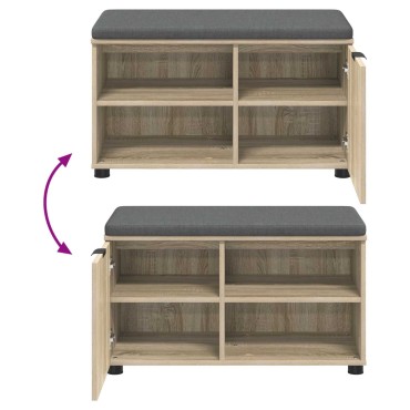 vidaXL Παγκάκι Χαλωρίου με μαξιλάρι Δρύς Sonoma 80x38x46 εκ 1 τεμ.