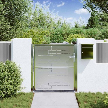vidaXL Πύλη Κήπου με κλειδαριά Ασημί 85 x 97 εκ. Ανοξείδωτο ατσάλι