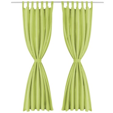 vidaXL Κουρτίνες με Θηλιές 2 τεμ. Πράσινες 140x245cm από Microsatin