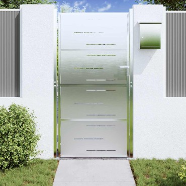 vidaXL Πύλη Κήπου 85 x 174 εκ Ανοξείδωτο Ατσάλι Ασημί Κλειδώσιμο