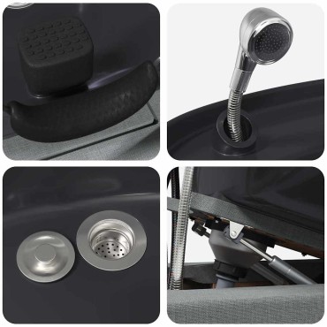 vidaXL Καρέκλα Σαμπουάν Απαλός Γκρι και Μαύρος 136 x 60 x 92 εκ.