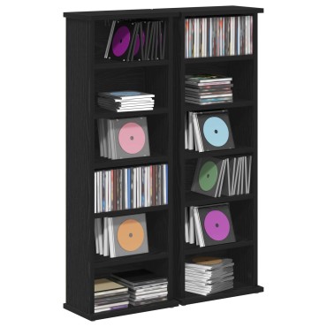 vidaXL Ντουλάπα CD 2 τεμ. Μαύρη Δρυς 60x17x92cm