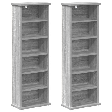 vidaXL Ντουλάπα CD 2 τεμ. Γκρι Sonoma 60x17x92cm