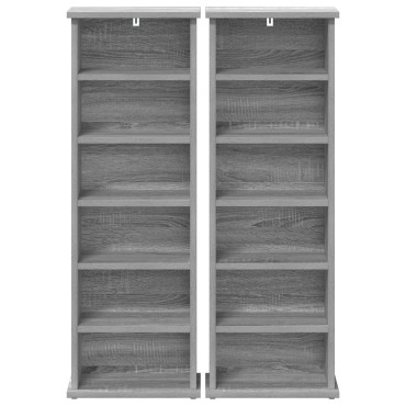 vidaXL Ντουλάπα CD 2 τεμ. Γκρι Sonoma 60x17x92cm
