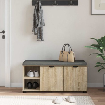 vidaXL Παγκάκι Χαλωρίου με μαξιλάρι Δρύς Sonoma 100x38x46 εκ 1 τεμ.