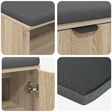 vidaXL Παγκάκι Χαλωρίου με μαξιλάρι Δρύς Sonoma 100x38x46 εκ 1 τεμ.